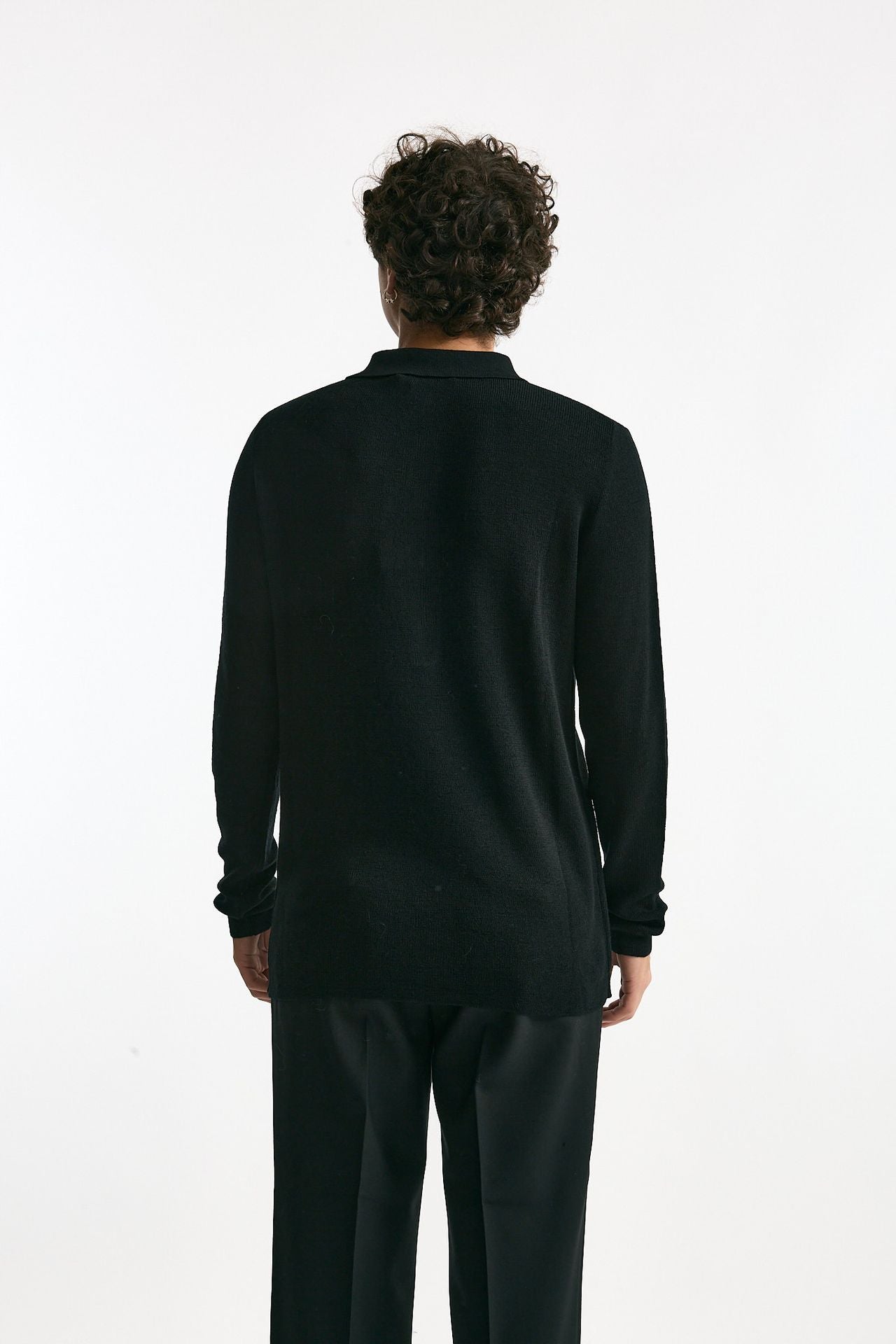 Polo in lana nero men Grifoni - 4