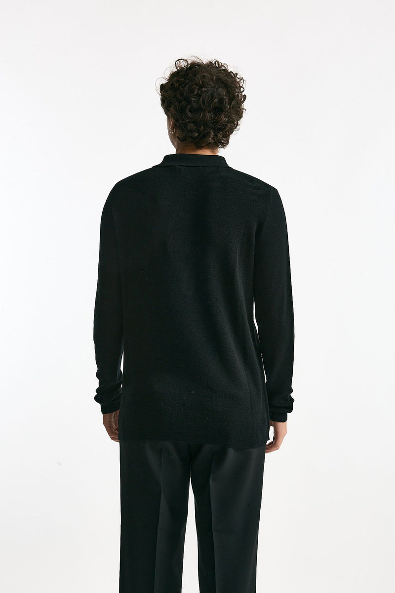 Polo in lana nero men Grifoni - 4