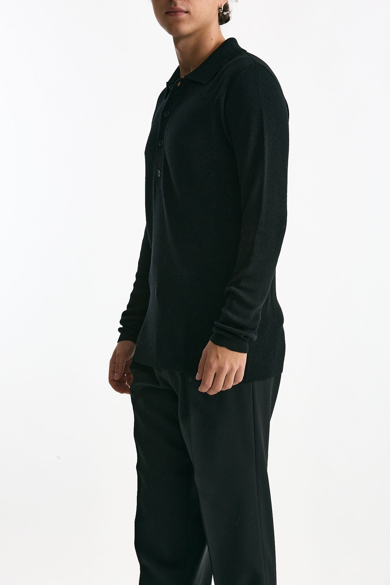 Polo in lana nero men Grifoni - 1