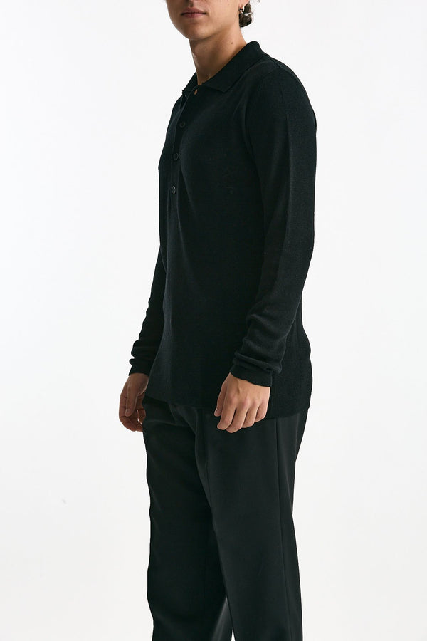 Polo in lana nero men Grifoni