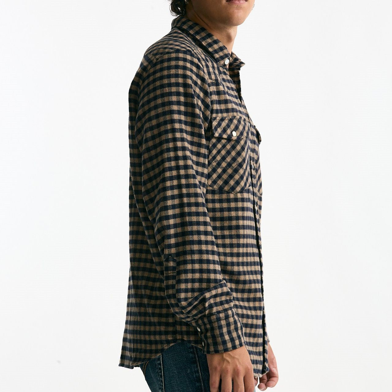 Camicia in flanella di cotone cammello/nero men Guy rover - 6