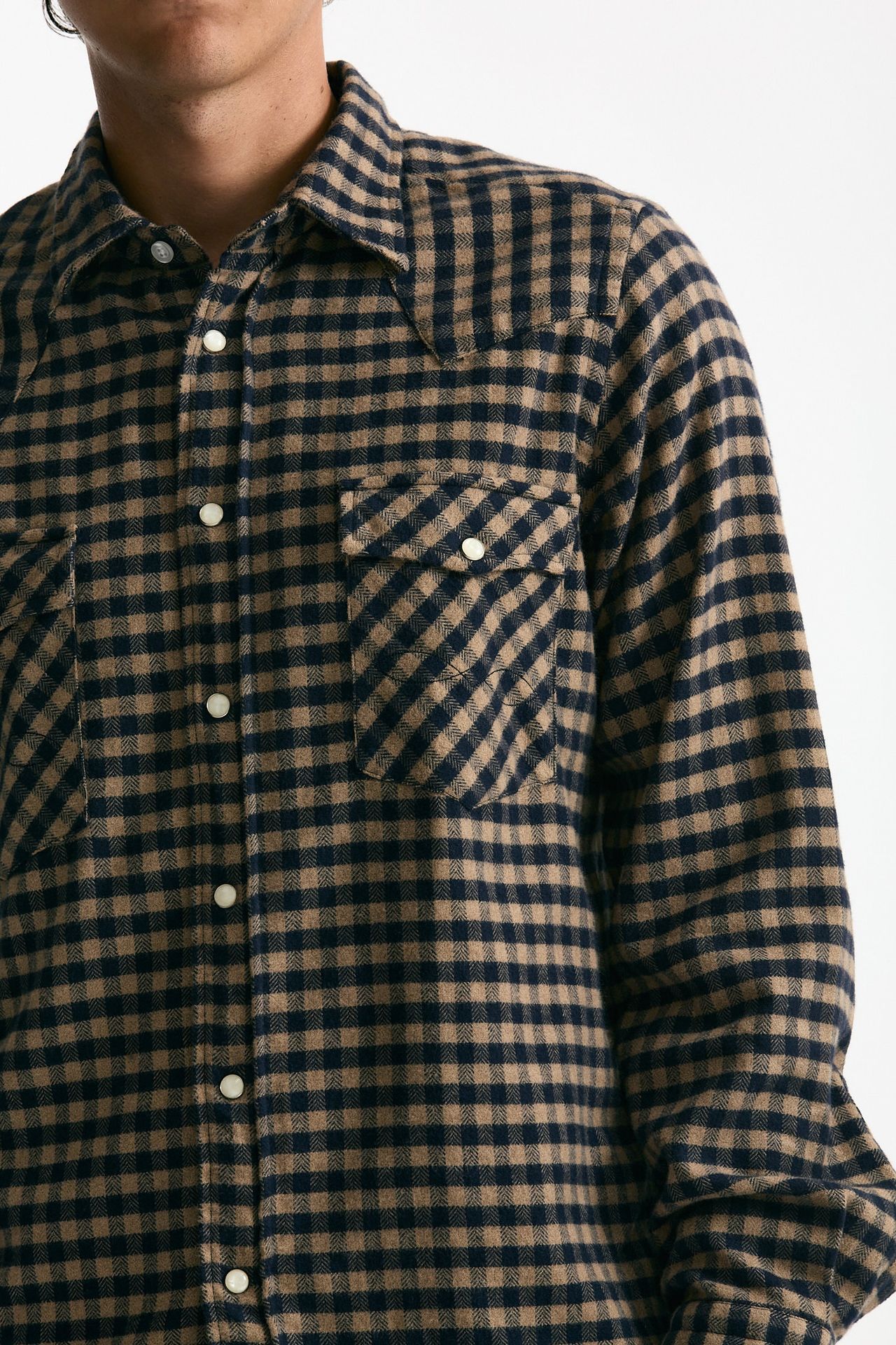 Camicia in flanella di cotone cammello/nero men Guy rover - 5