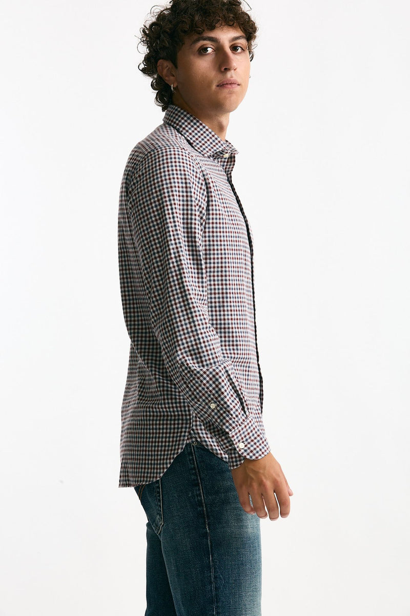 Camicia in cotone Vichy blu/bordeaux men Guy rover - 2