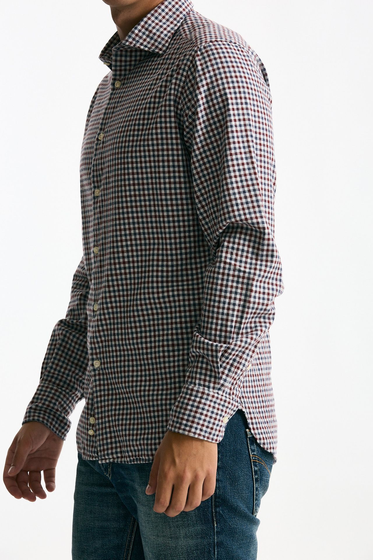 Camicia in cotone Vichy blu/bordeaux men Guy rover - 4