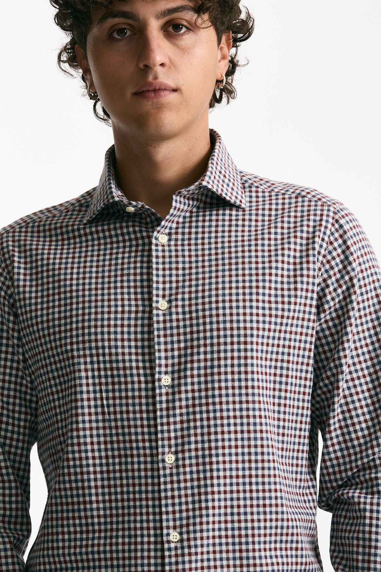 Camicia in cotone Vichy blu/bordeaux men Guy rover - 5