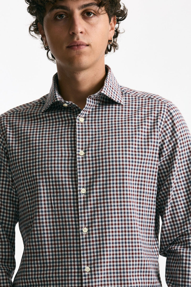 Camicia in cotone Vichy blu/bordeaux men Guy rover - 5