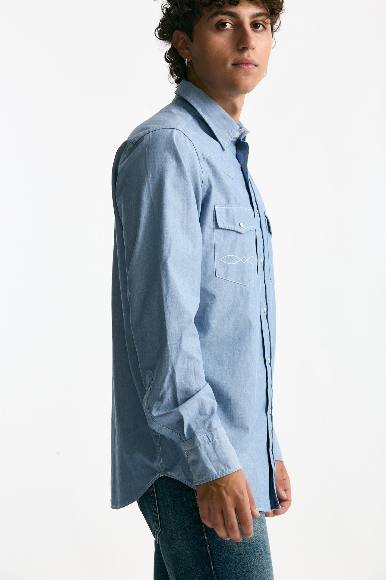 Camicia in chambray di cotone azzurro men Guy rover - 2