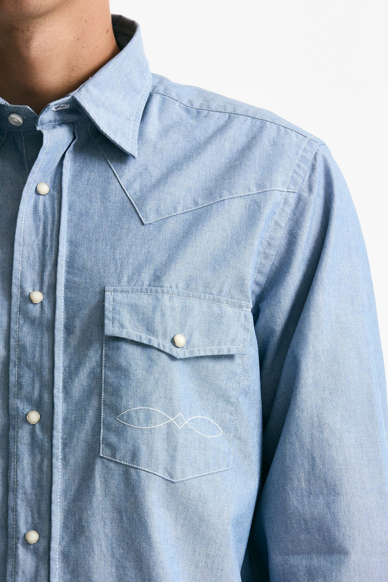 Camicia in chambray di cotone azzurro men Guy rover - 5