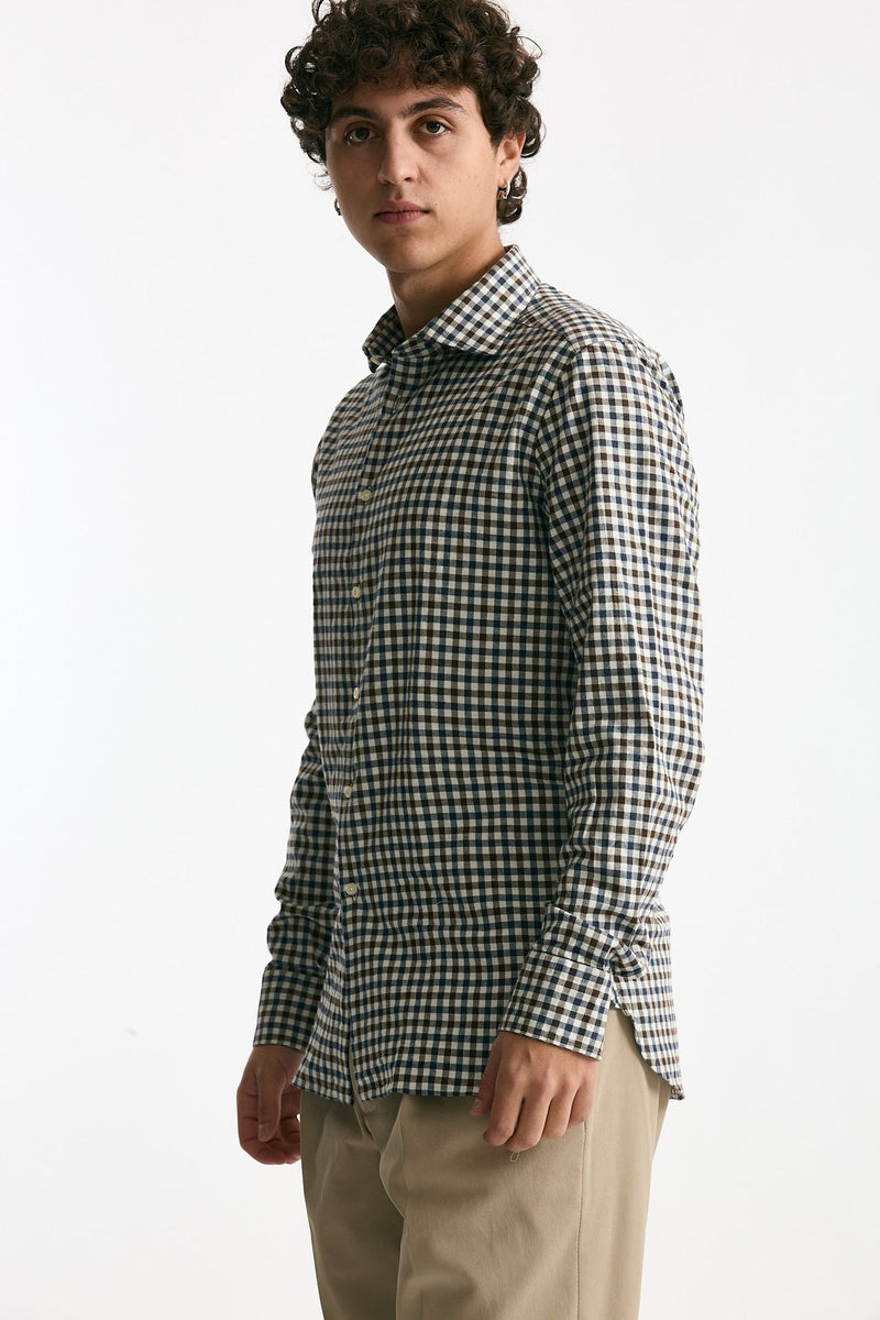 Camicia in cotone vichy marrone e blu men Guy rover - 4