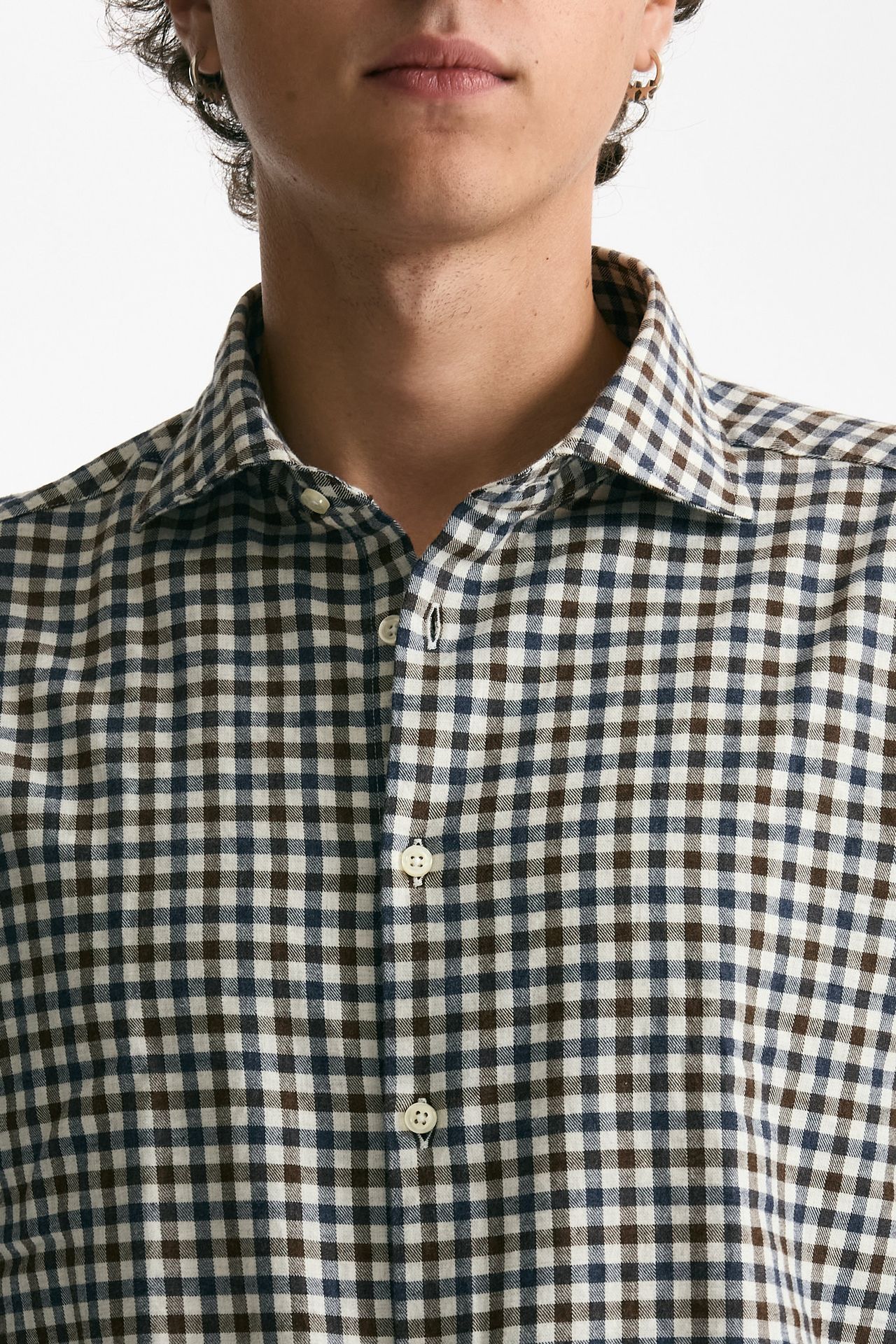 Camicia in cotone vichy marrone e blu men Guy rover - 5