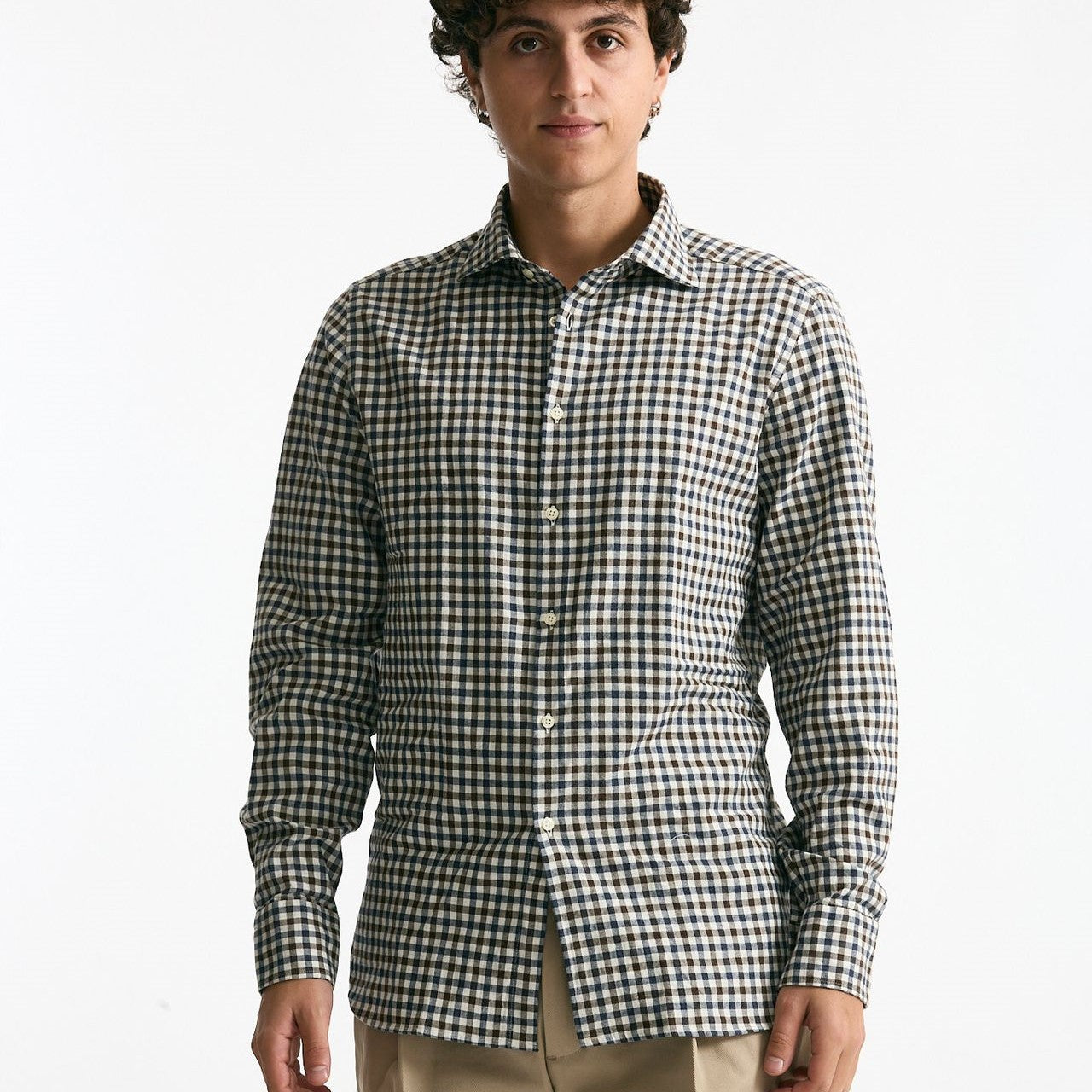Camicia in cotone vichy marrone e blu men Guy rover - 6