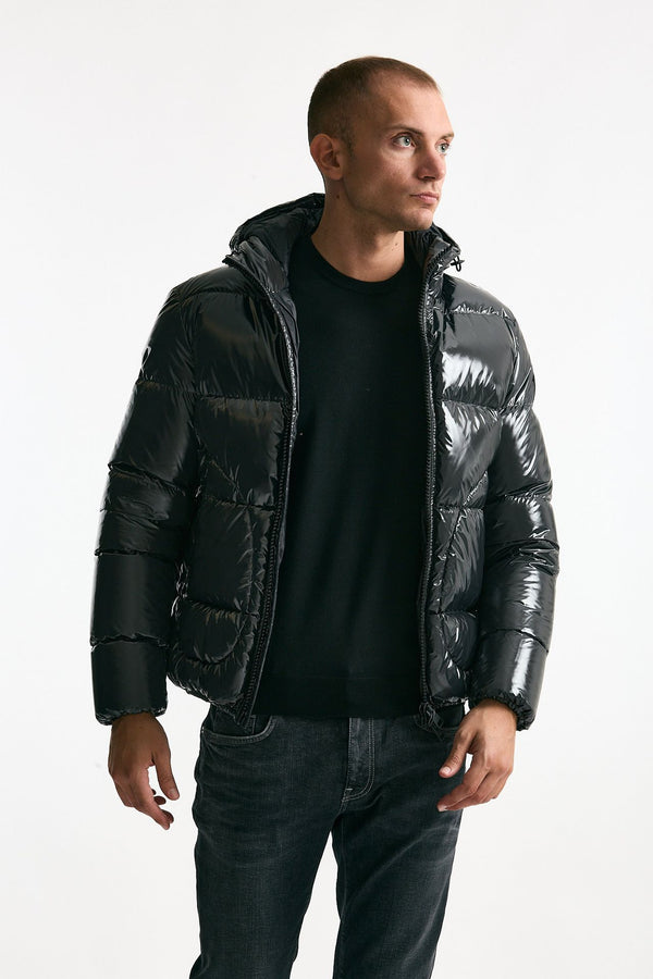 Piumino imbottito in nylon laccato grigio men Herno