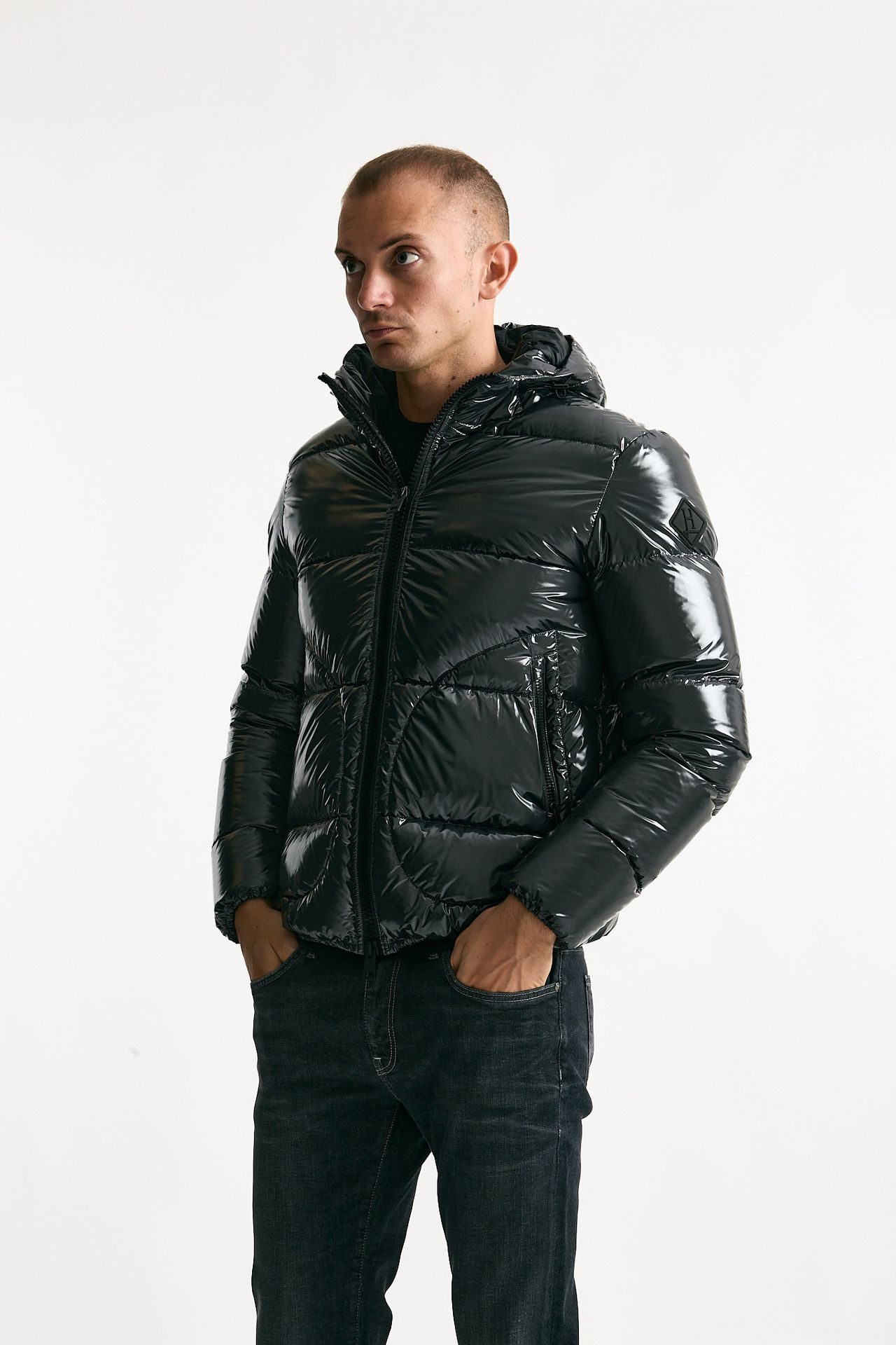 Piumino imbottito in nylon laccato grigio men Herno - 6