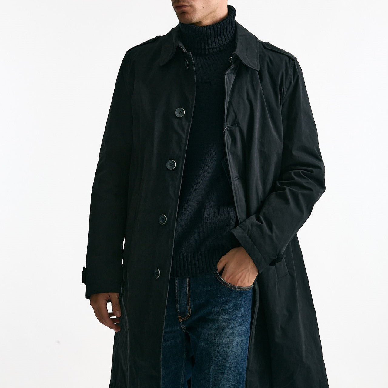 Trench monopetto in cotone impermeabilizzato blu men Herno - 10