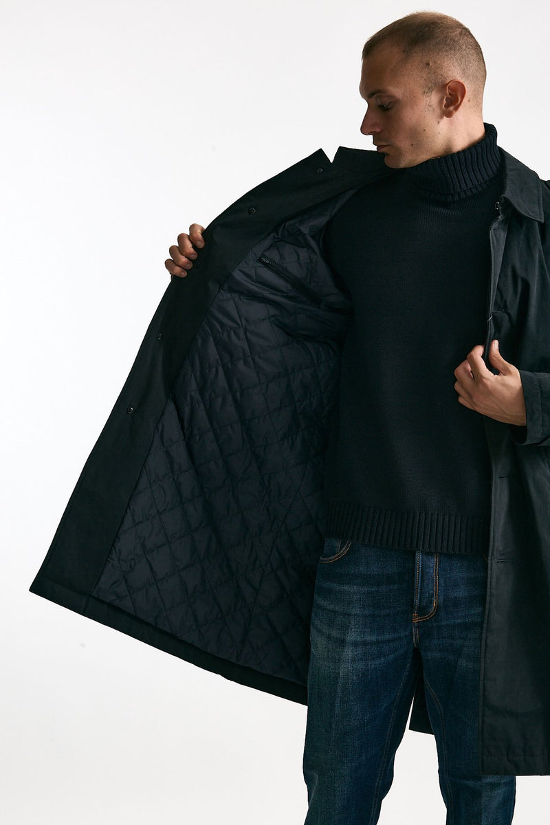Trench monopetto in cotone impermeabilizzato blu men Herno - 5