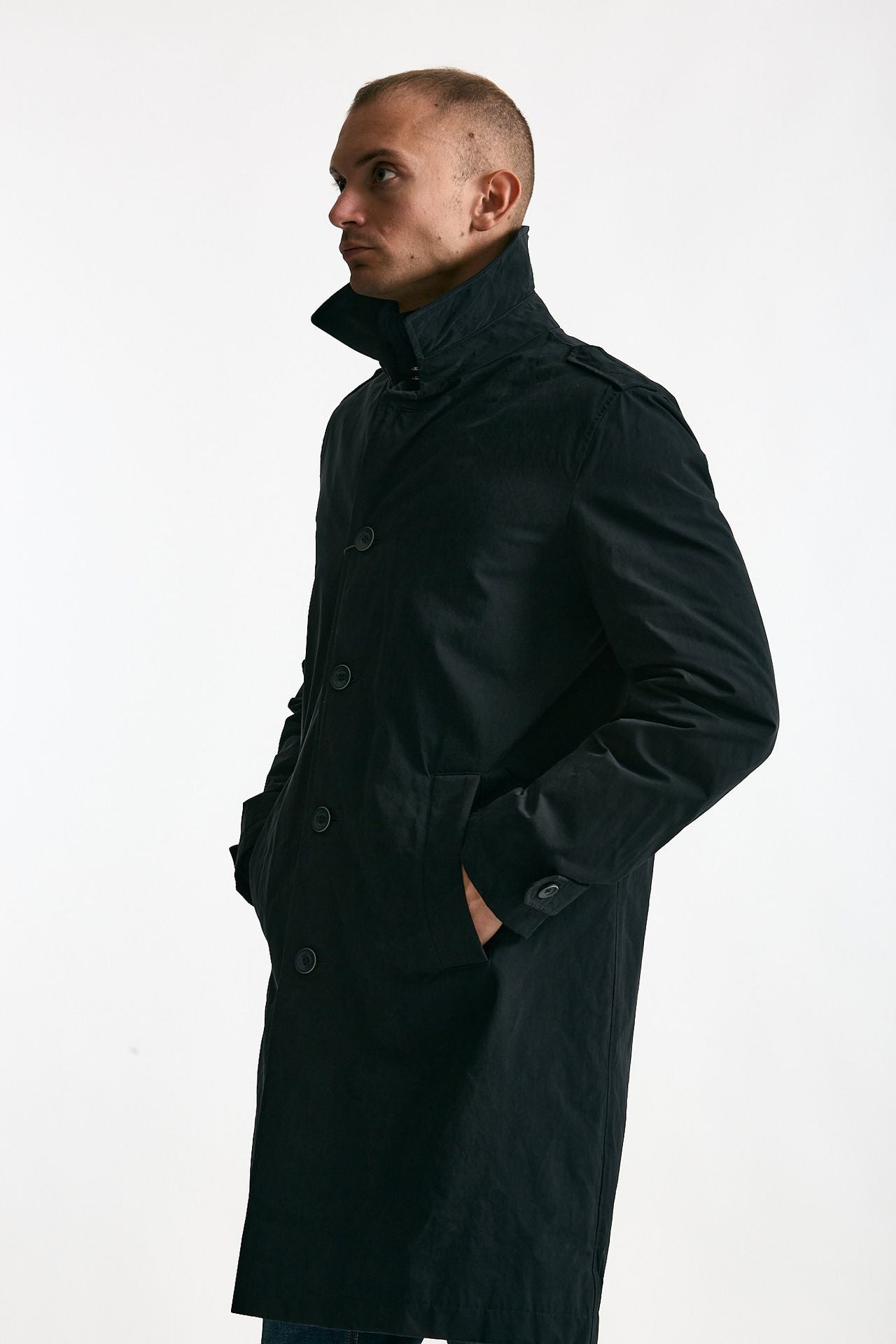 Trench monopetto in cotone impermeabilizzato blu men Herno - 9