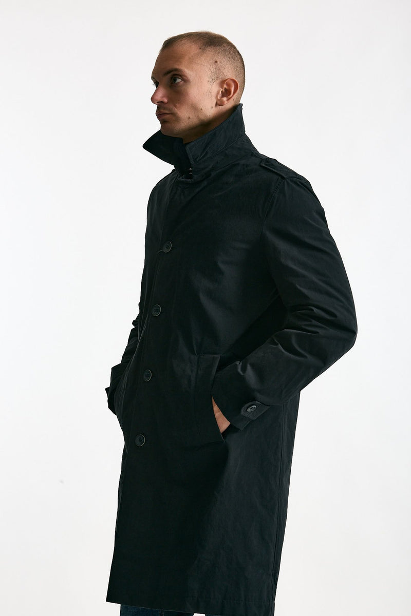Trench monopetto in cotone impermeabilizzato blu men Herno - 9