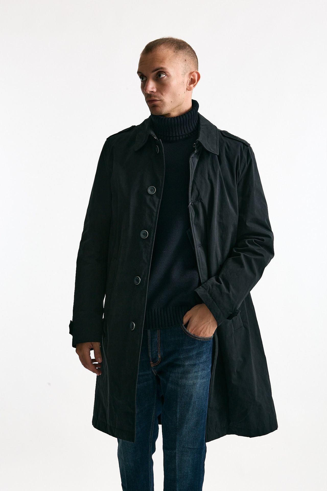 Trench monopetto in cotone impermeabilizzato blu men Herno - 3