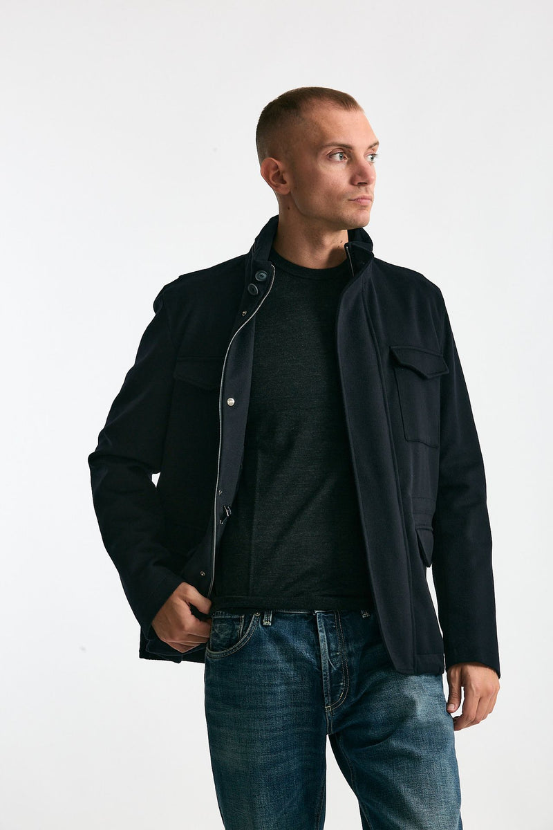 Field jacket blu panno di lana e cashmere men Herno - 1