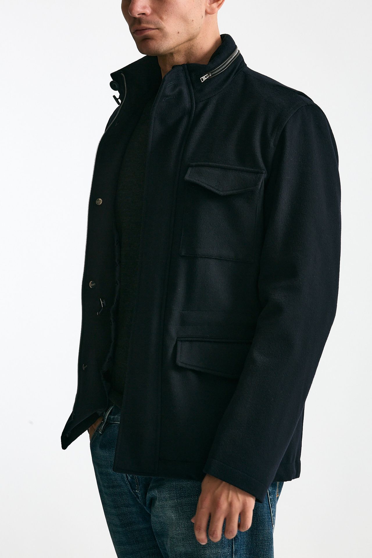 Field jacket blu panno di lana e cashmere men Herno - 2