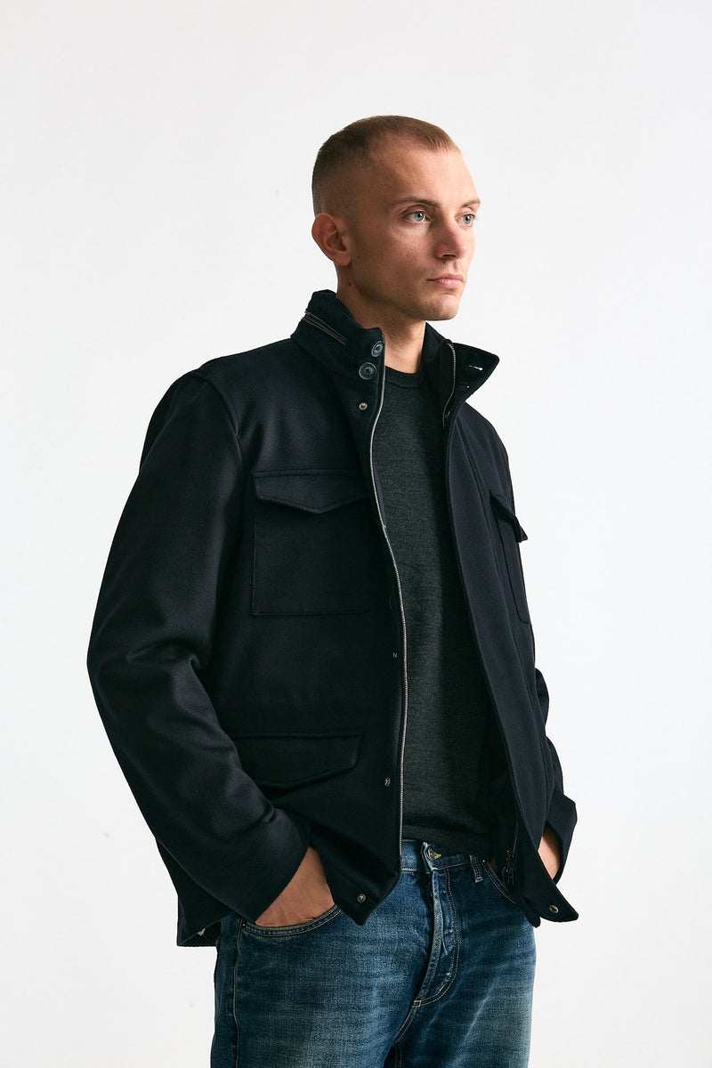 Field jacket blu panno di lana e cashmere men Herno - 5