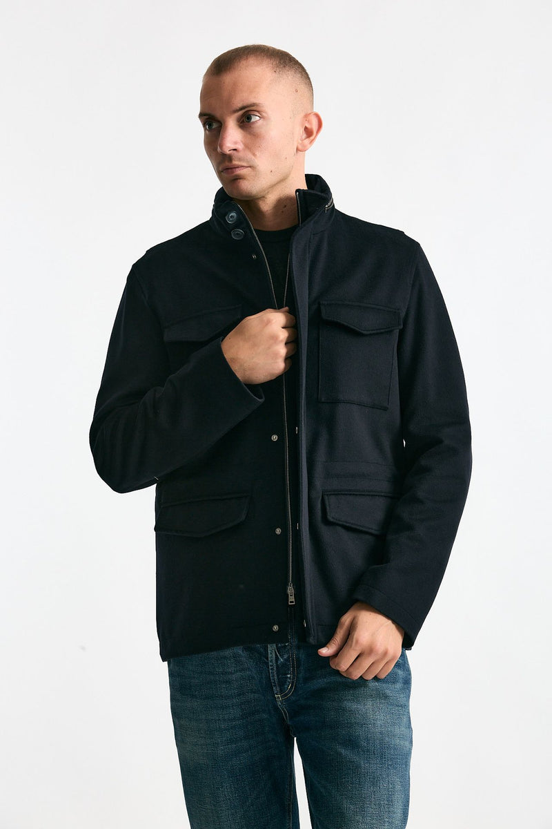 Field jacket blu panno di lana e cashmere men Herno - 8