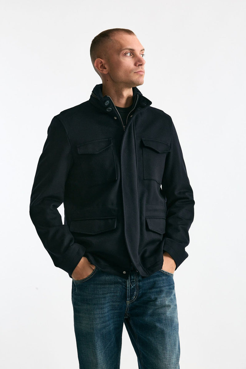 Field jacket blu panno di lana e cashmere men Herno - 9