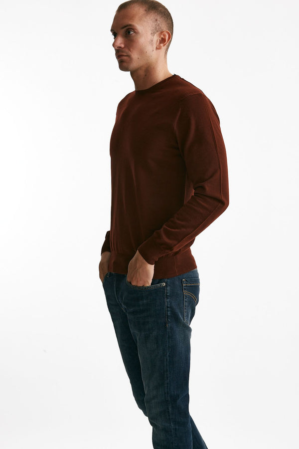 maglia girocollo in lana rasata blu men Hosio