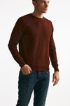 maglia girocollo in lana rasata blu men Hosio - 4