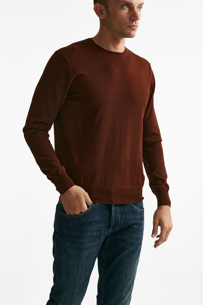 maglia girocollo in lana rasata blu men Hosio - 4