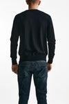 maglia girocollo in lana rasata blu men Hosio - 3