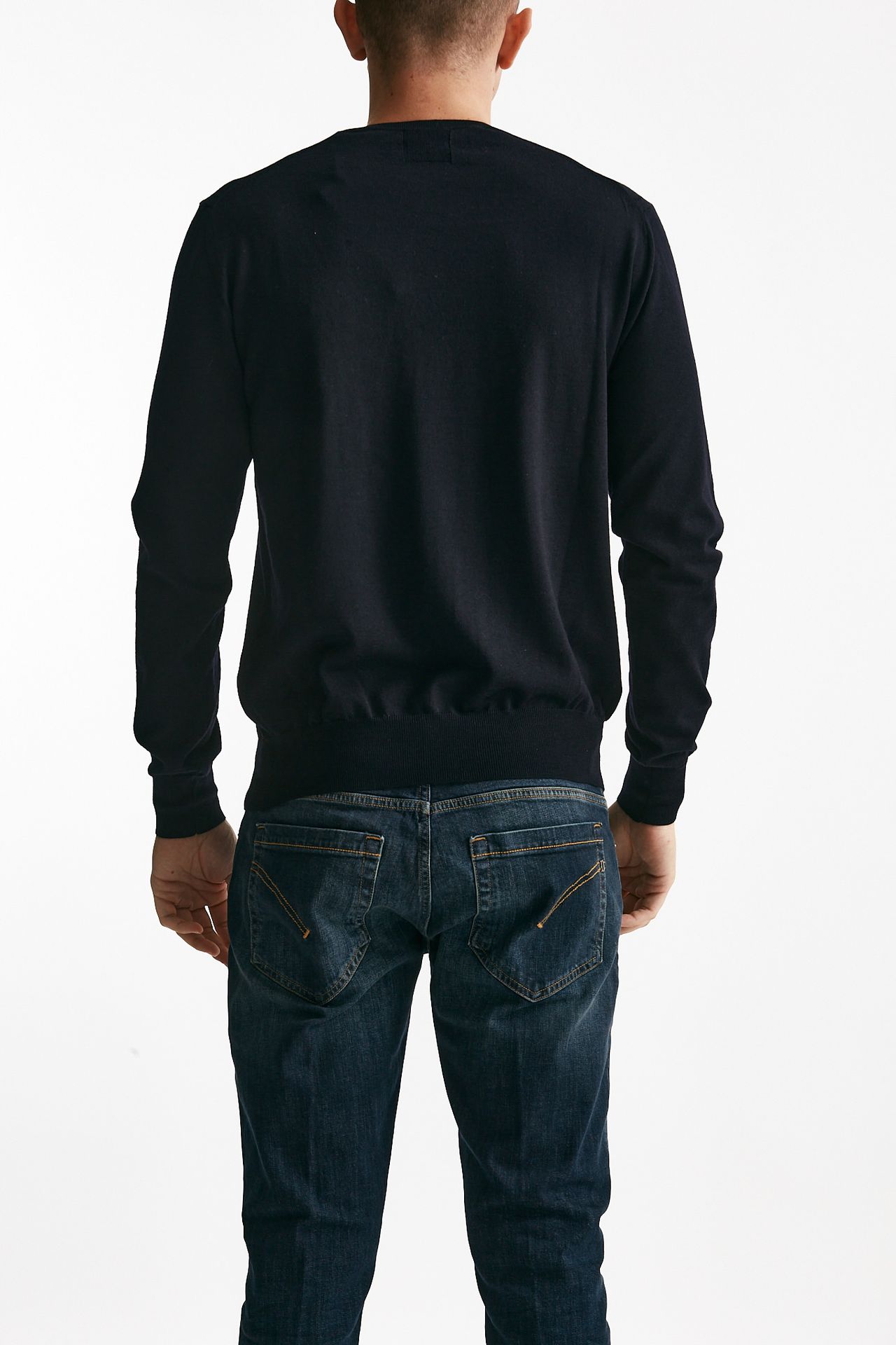 maglia girocollo in lana rasata blu men Hosio - 3