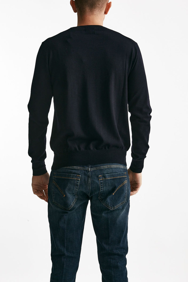 maglia girocollo in lana rasata blu men Hosio - 3