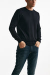 maglia girocollo in lana rasata blu men Hosio - 4