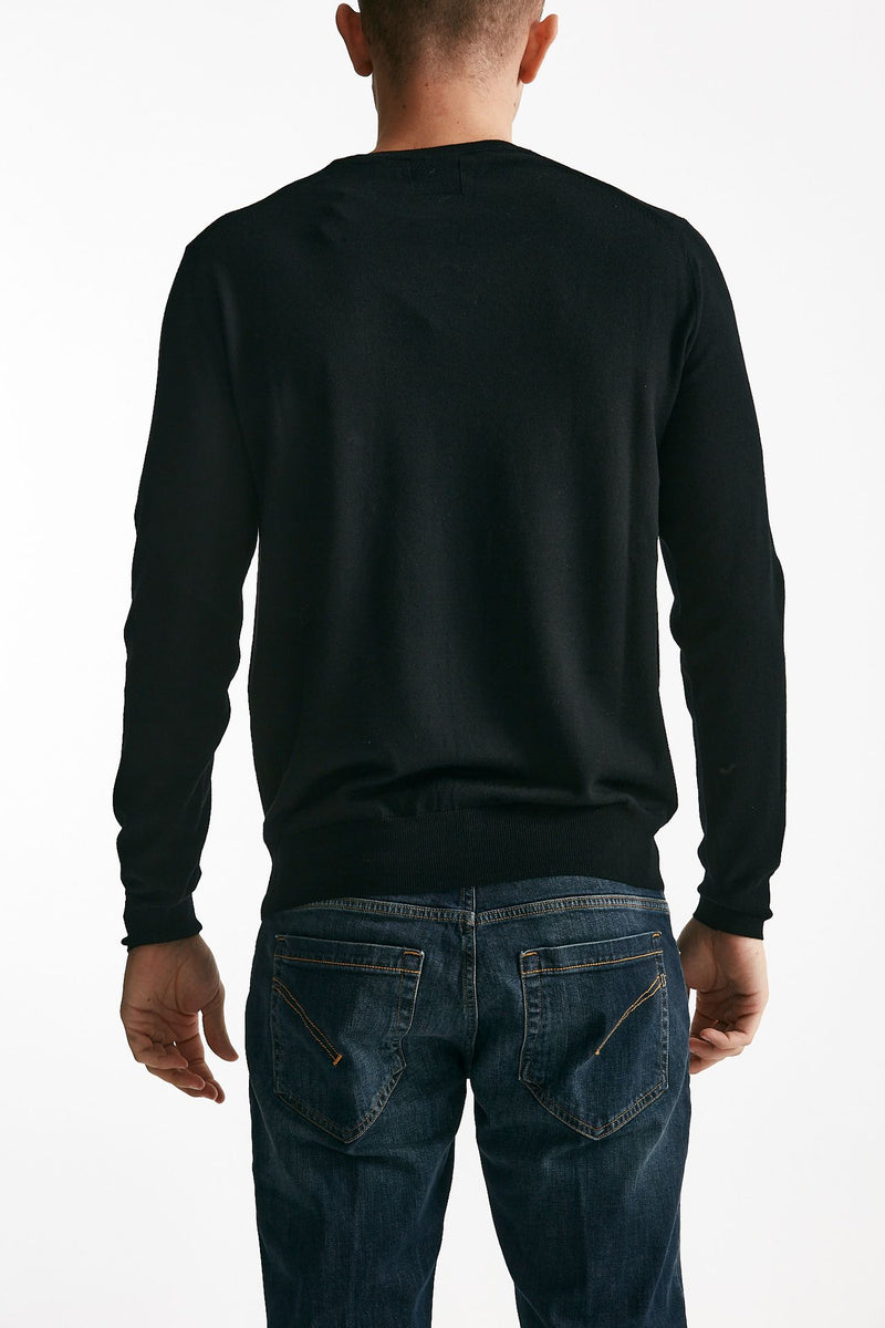 maglia girocollo in lana rasata nero men Hosio - 3