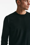 maglia girocollo in lana rasata nero men Hosio - 5