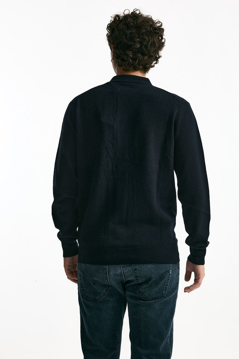 Maglia bottoni in lana blu men Hosio - 4