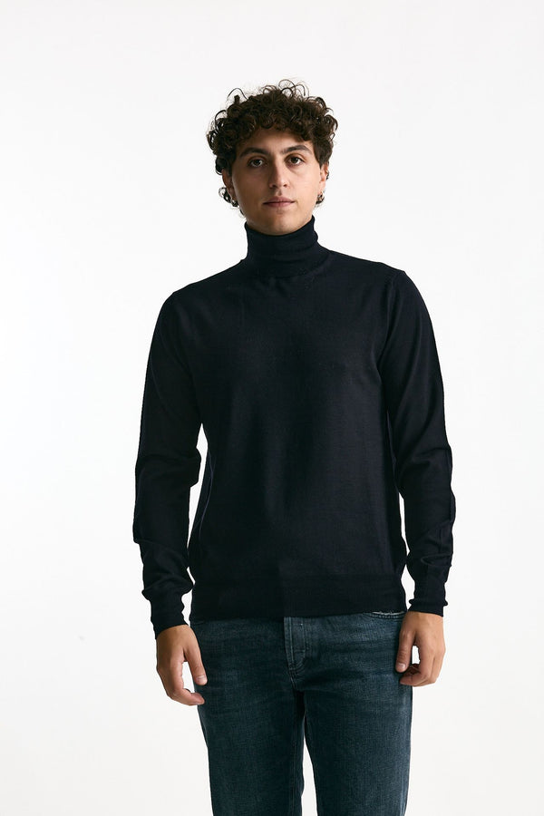 Dolcevita in lana rasata blu men Hosio