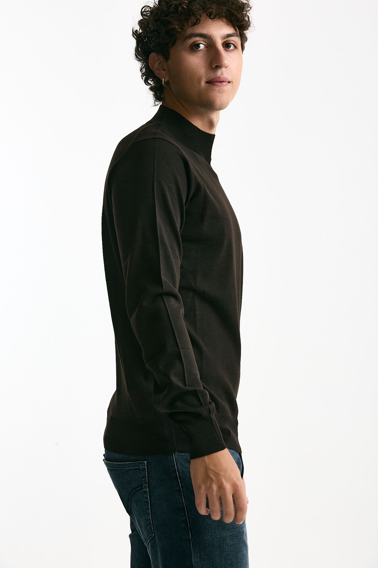 Lupetto in lana rasata marrone men Hosio - 2