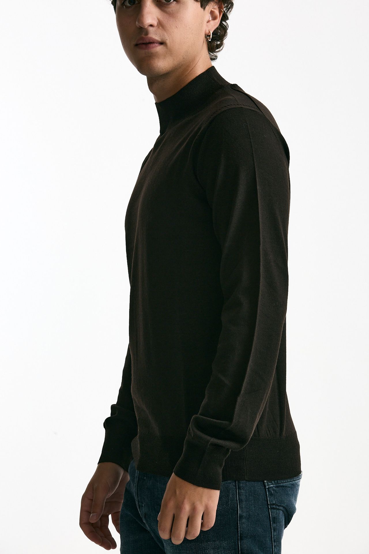 Lupetto in lana rasata marrone men Hosio - 4