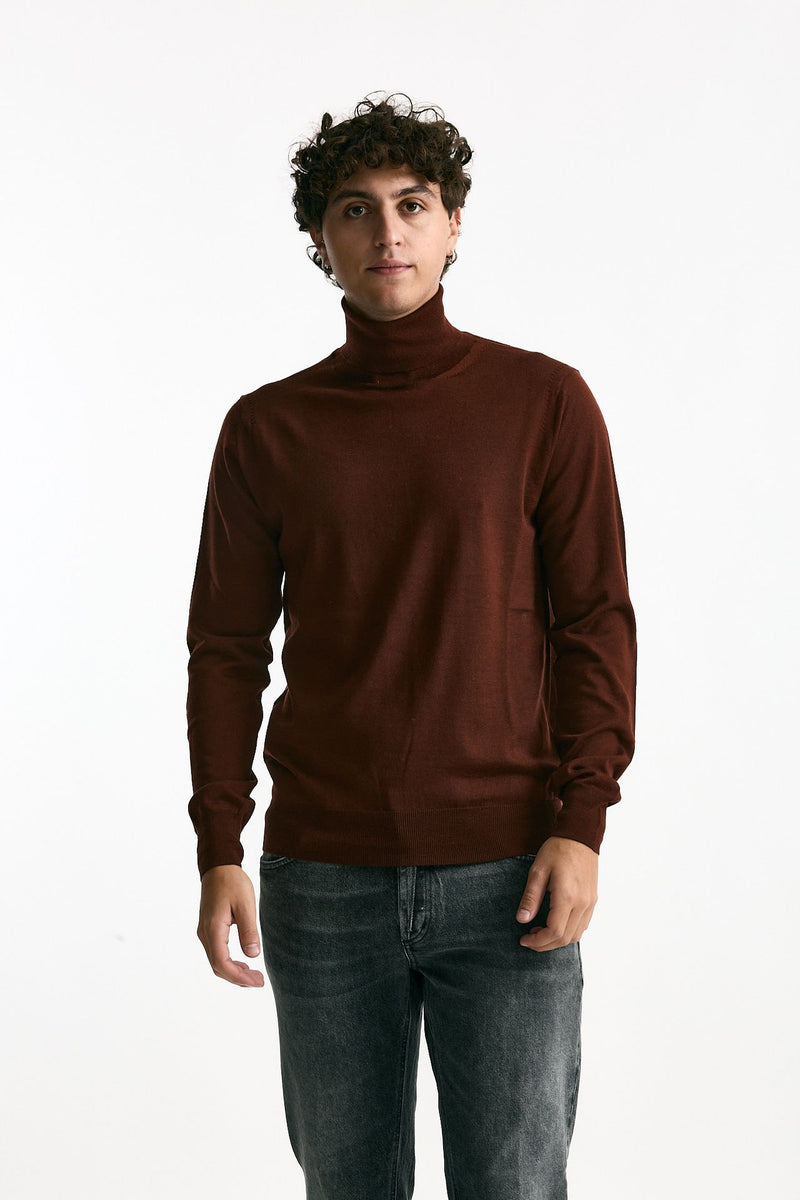 Dolcevita in lana rasata mattone men Hosio - 1