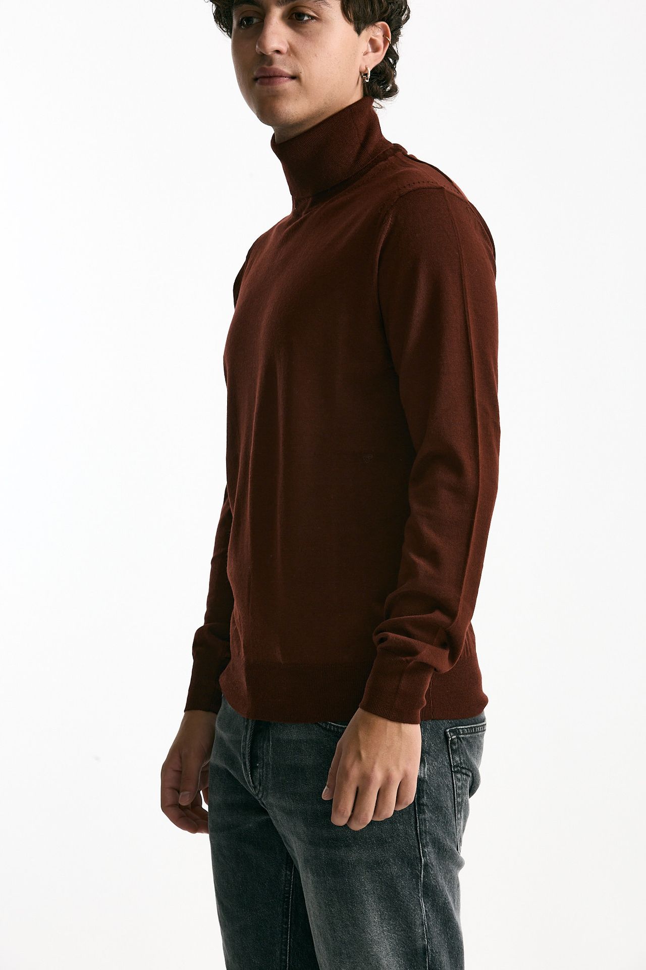 Dolcevita in lana rasata mattone men Hosio - 4