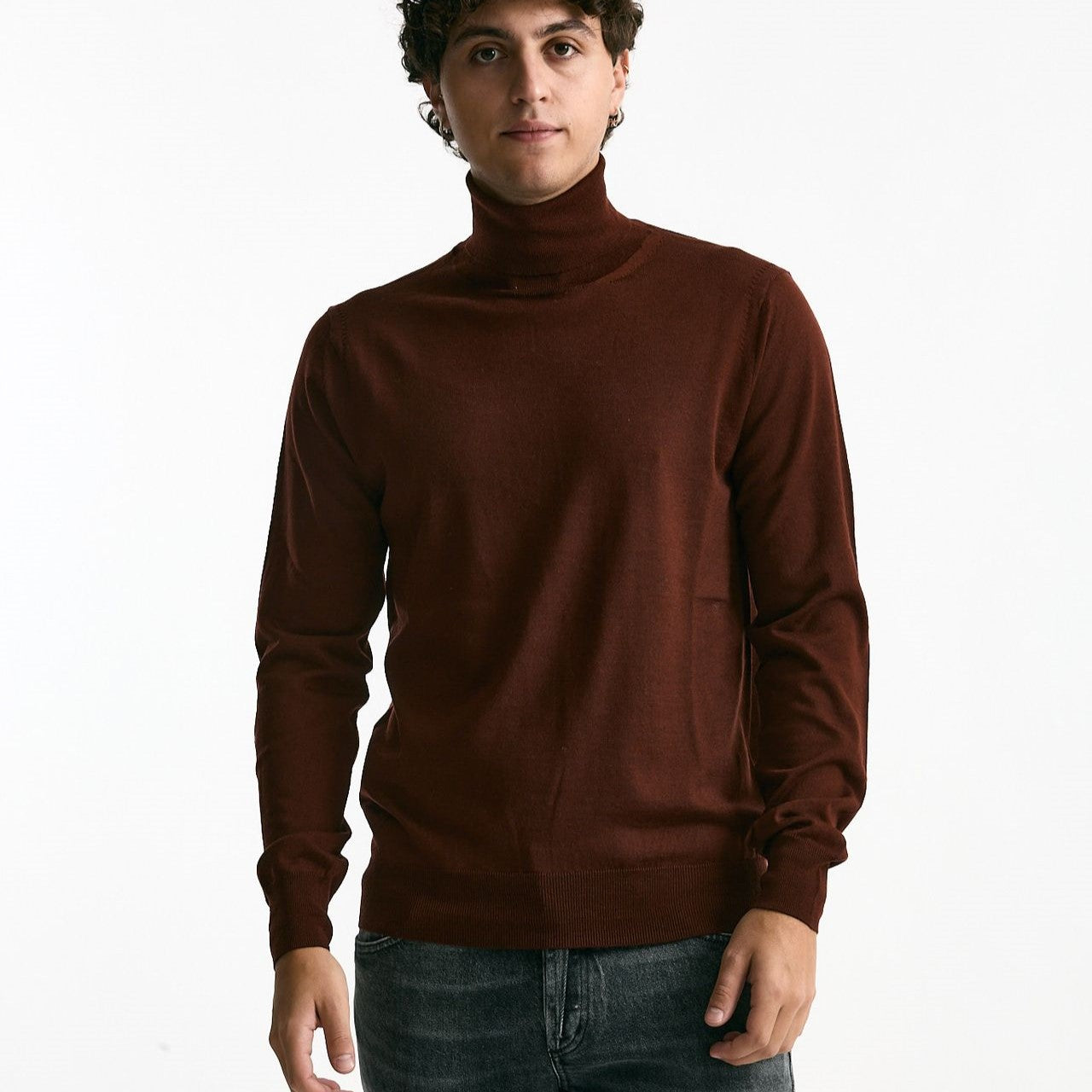 Dolcevita in lana rasata mattone men Hosio - 6