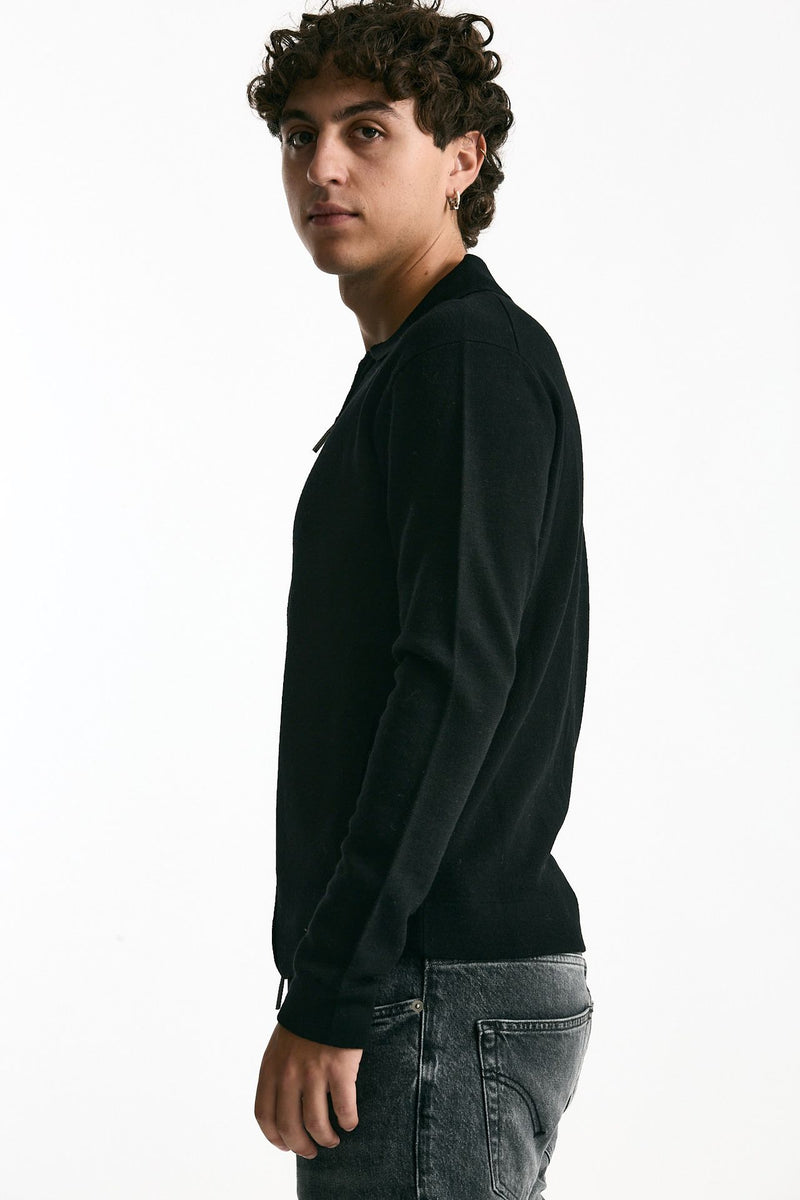 Maglia in lana nero Full zip men Hosio - 4