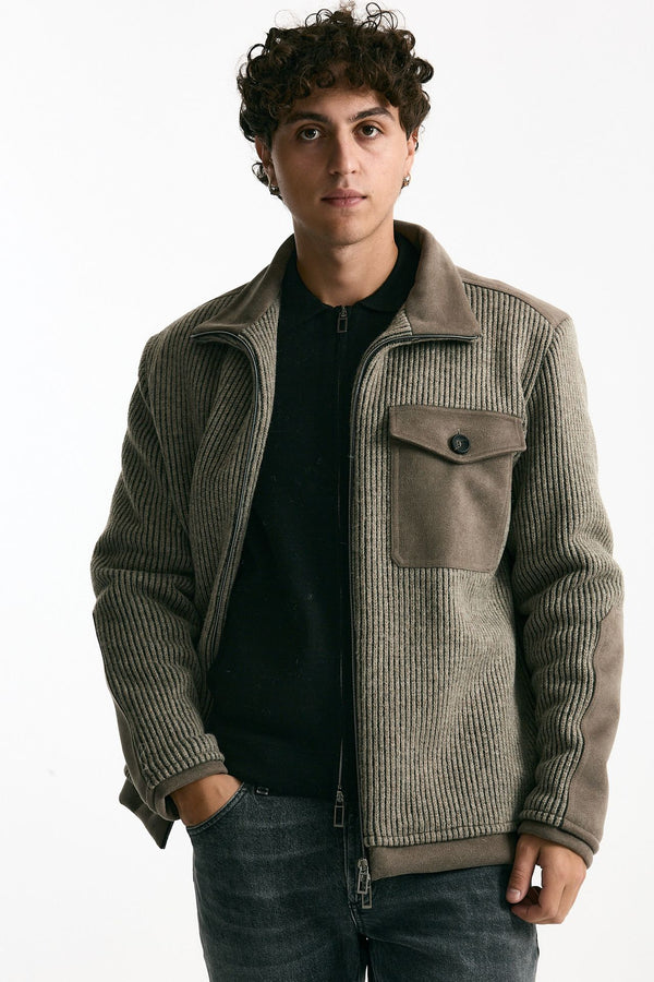 Giubbino bimateriale tortora men Hosio