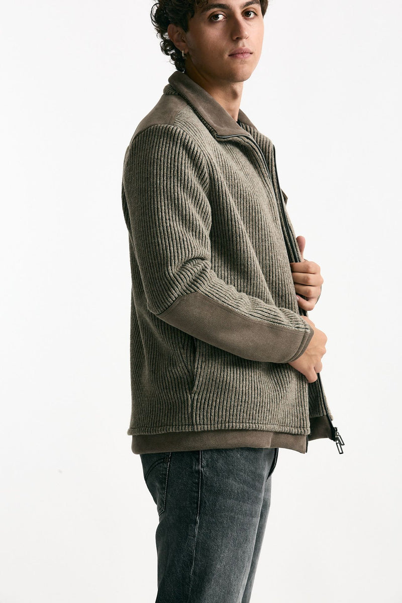 Giubbino bimateriale tortora men Hosio - 2