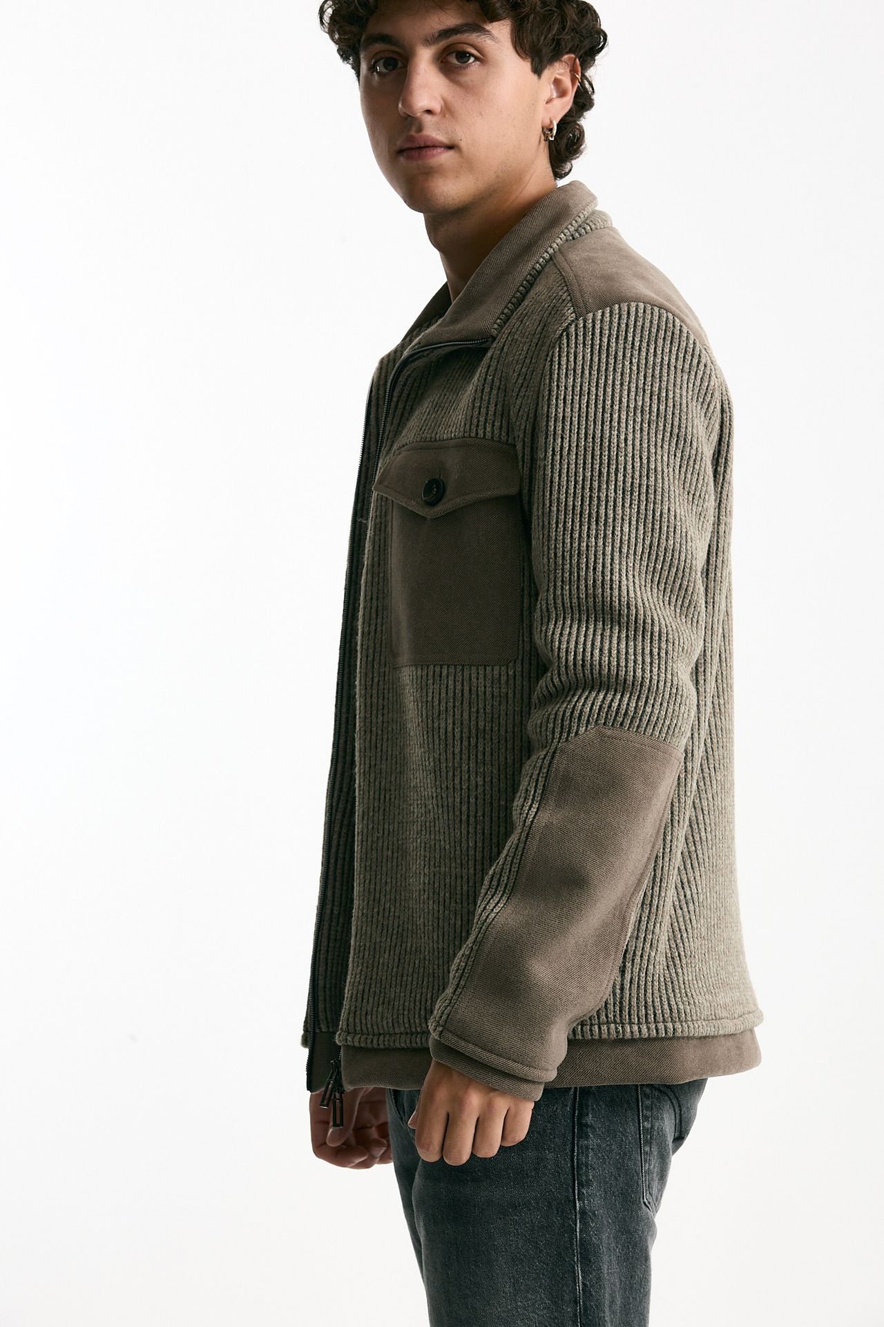 Giubbino bimateriale tortora men Hosio - 4