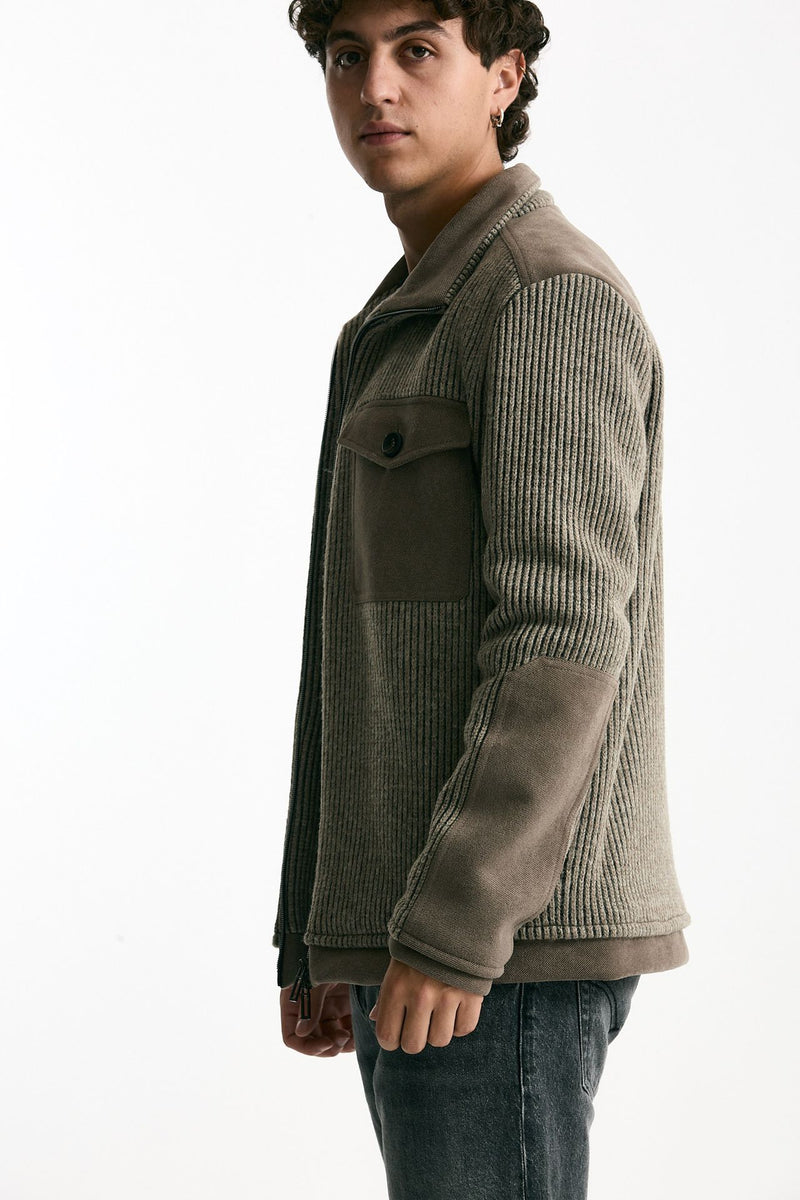 Giubbino bimateriale tortora men Hosio - 4