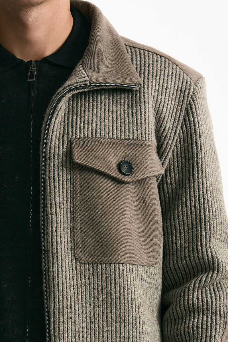 Giubbino bimateriale tortora men Hosio - 5