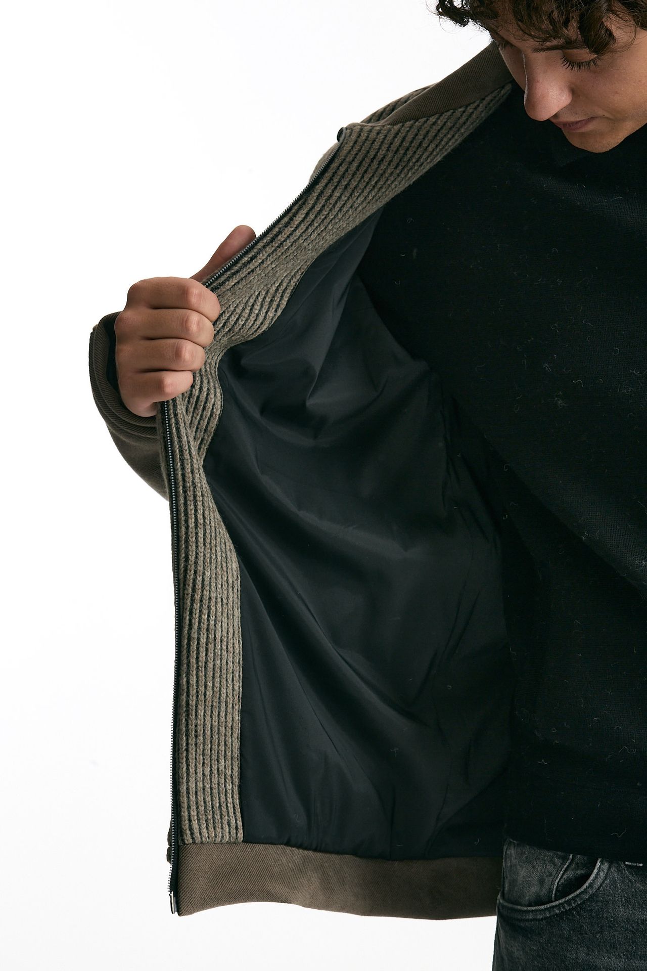 Giubbino bimateriale tortora men Hosio - 6